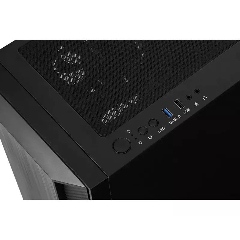 PC korpusas IBOX CETUS 906 Midi Tower juodas — ATX/mATX, 460×210×350 mm, 29 cm GPU, 7 diskų talpyklos, RGB ventiliatoriai