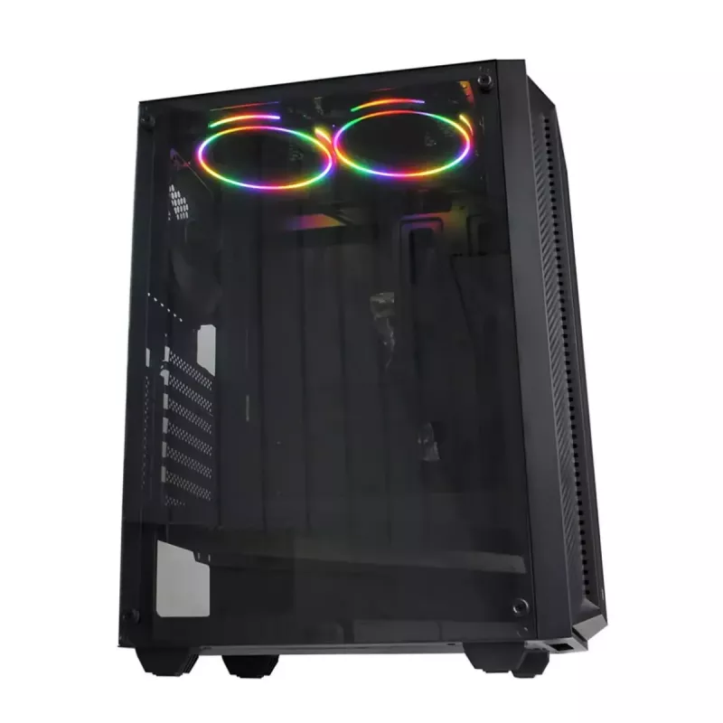 PC korpusas IBOX CETUS 906 Midi Tower juodas — ATX/mATX, 460×210×350 mm, 29 cm GPU, 7 diskų talpyklos, RGB ventiliatoriai