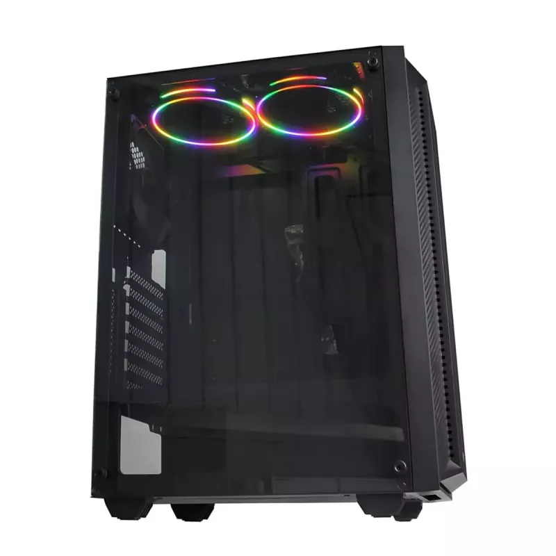 PC korpusas IBOX CETUS 906 Midi Tower juodas — ATX/mATX, 460×210×350 mm, 29 cm GPU, 7 diskų talpyklos, RGB ventiliatoriai