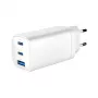 GEMBIRD USB greitasis įkroviklis - Type A ir C, 3 prievadų, 65W, QC 3.0 ir PowerDelivery, GaN - balta