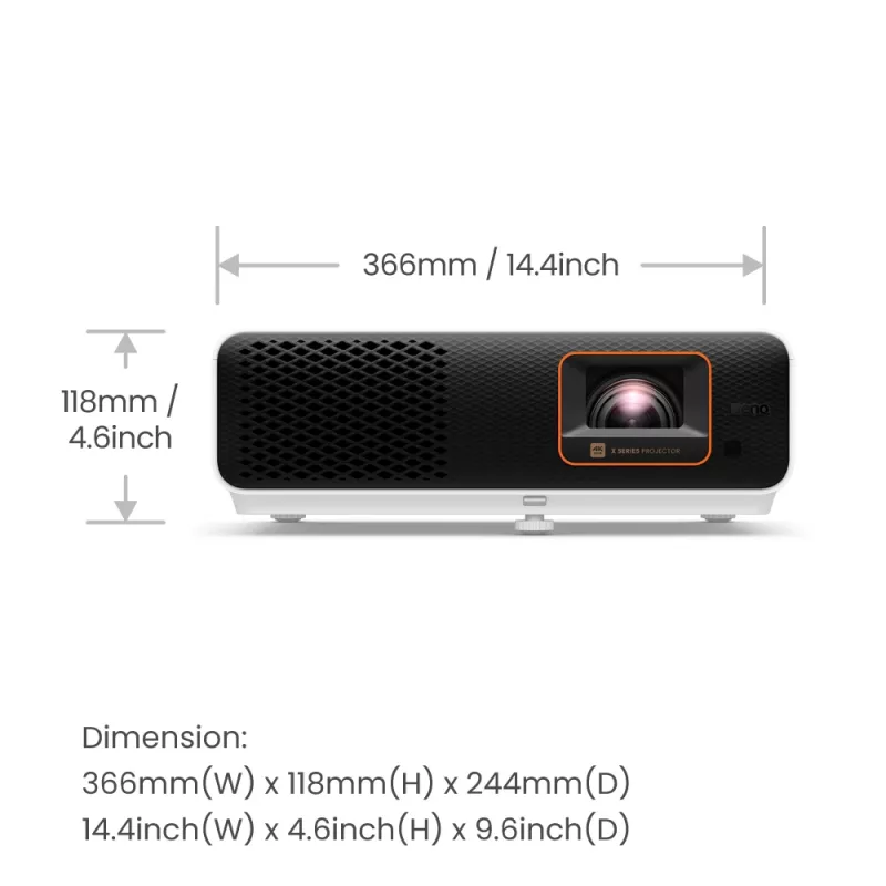 BenQ X500i trumpojo nuotolio projektorius 2200 ANSI liumenų DLP UHD 4K (3840x2160) juoda, balta