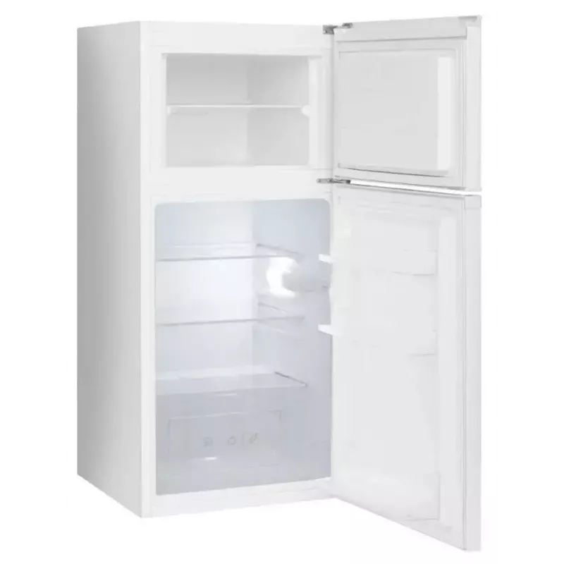 Šaldytuvas-šaldiklis AMICA FD2015.4(E) laisvai pastatomas, bendra talpa 215 l – šaldytuvas 126 l, šaldiklis viršuje 41 l, baltas, LED, grūdinto stiklo lentynos