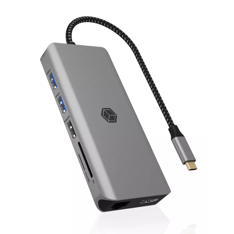 ICY BOX IB-DK4061-CPD laidinis USB 3.2 Gen 1 (3.1 Gen 1) Type-C pilkas