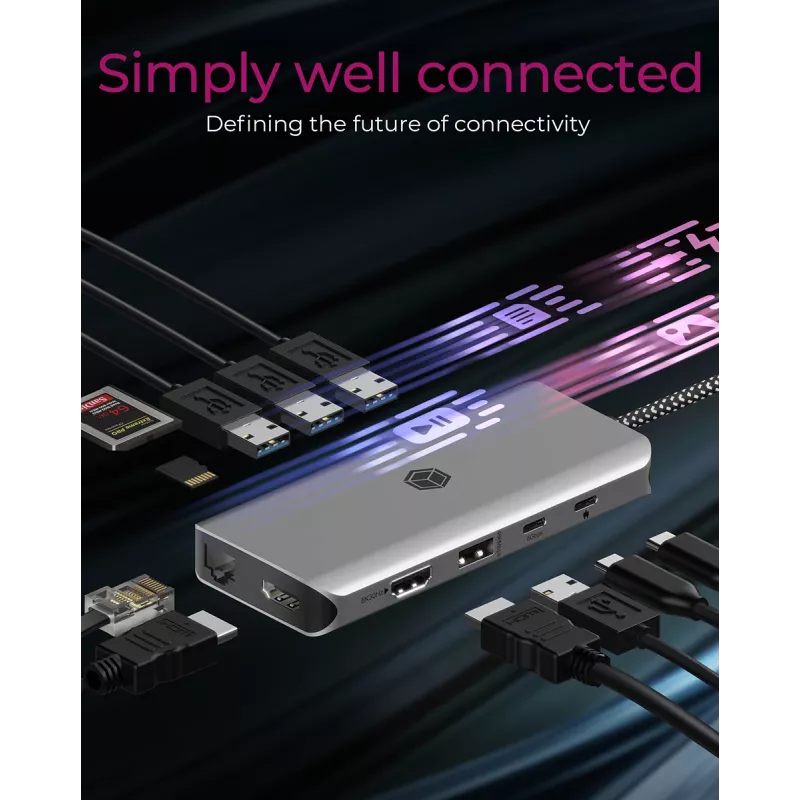 ICY BOX IB-DK4061-CPD laidinis USB 3.2 Gen 1 (3.1 Gen 1) Type-C pilkas