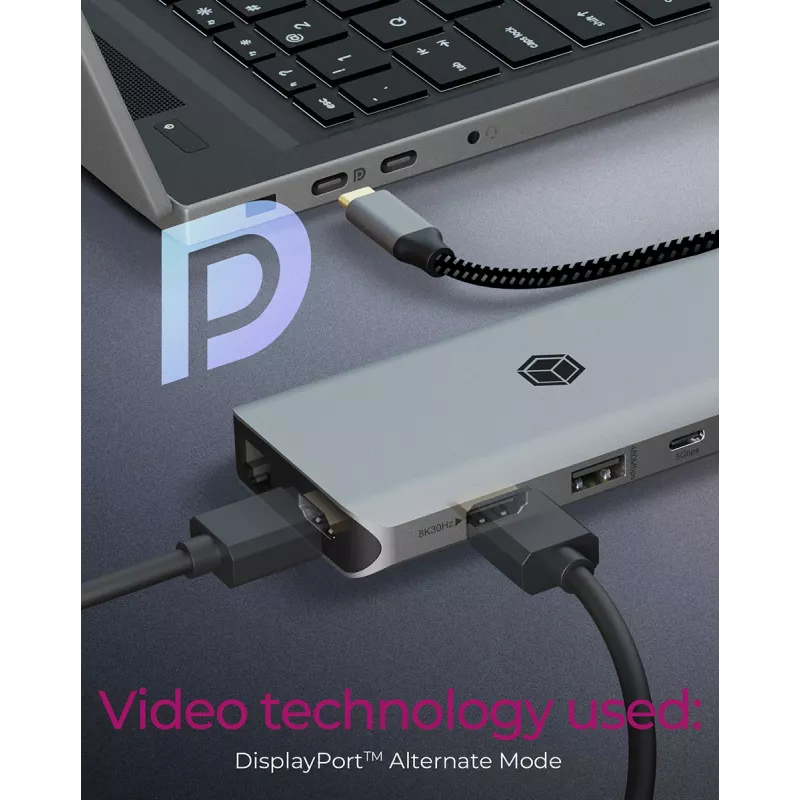 ICY BOX IB-DK4061-CPD laidinis USB 3.2 Gen 1 (3.1 Gen 1) Type-C pilkas