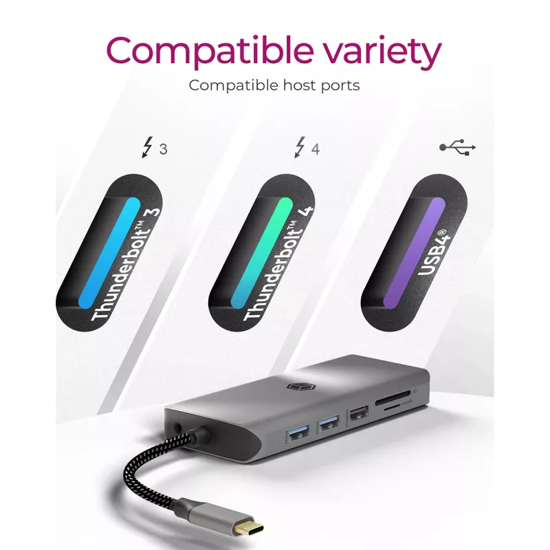 ICY BOX IB-DK4061-CPD laidinis USB 3.2 Gen 1 (3.1 Gen 1) Type-C pilkas