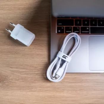 Laidas Green Cell Lightning į USB‑C 1 m, 29 W, baltas, duomenys 480 Mbps