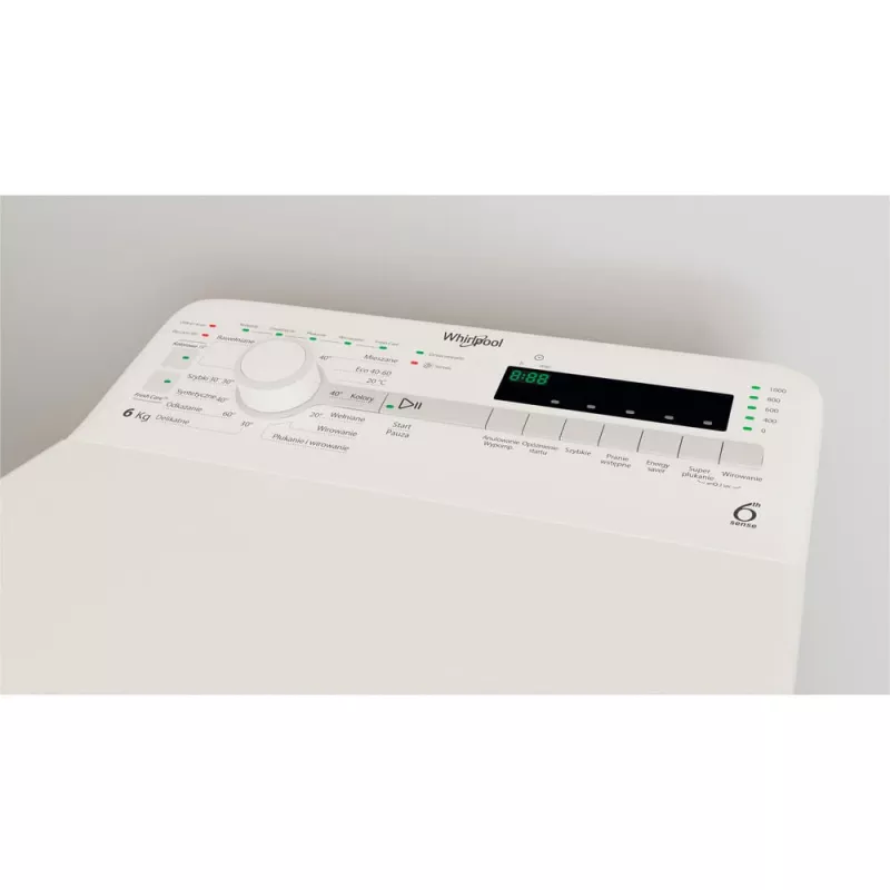 Whirlpool NTDLR 6040S PL/N skalbimo mašina su viršutiniu pakrovimu 6 kg 951 aps./min. Balta