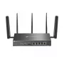 TP-Link Omada 4G+ Cat6 AX3000 gigabitinio VPN maršrutizatorius, Wi-Fi 6 (802.11ax), dviejų dažnių (2,4 GHz / 5 GHz), eterneto LAN, 4G, juodas, stalinis / ant stulpo montuojamas maršrutizatorius