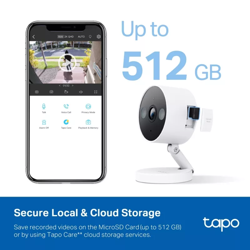 IP apsaugos kamera TP-Link Tapo C120, skirta naudoti viduje ir lauke