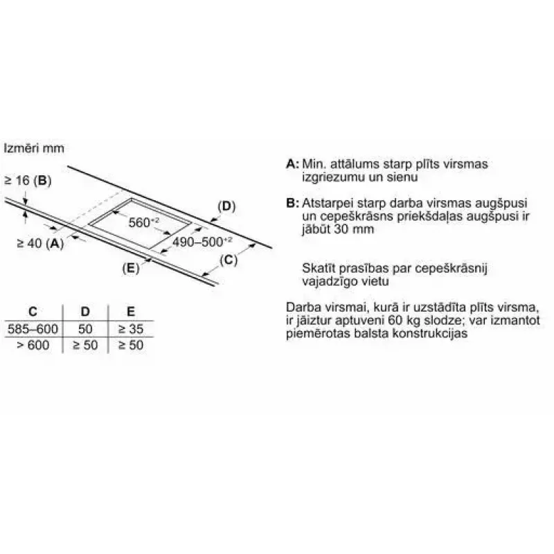 Bosch Serie 6 PIE631HB1E kaitlentė Juoda Įmontuojama 60 cm Zonų indukcinė kaitlentė 4 zonos