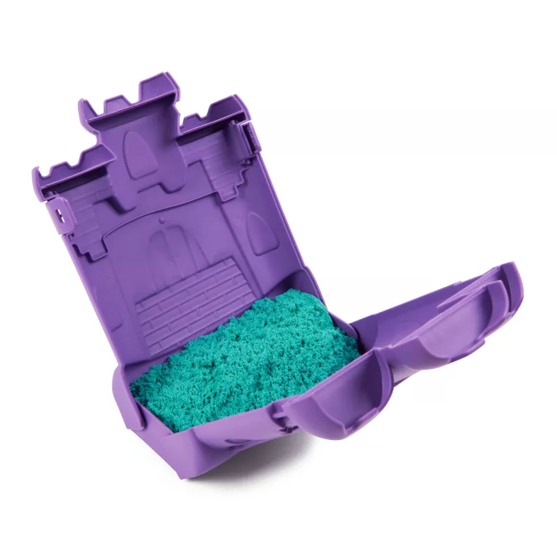 Kinetic Sand , Castle Case su 1 lb žydros spalvos žaidimų smėliu, laikymo konteineris, sensoriniai žaislai vaikams nuo 3 metų