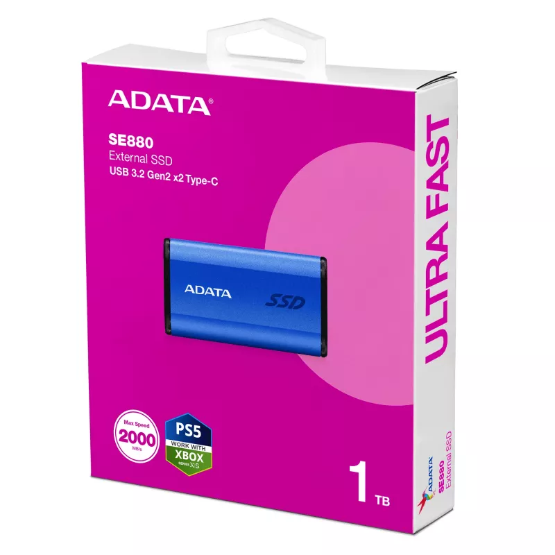 ADATA SE880 1 TB USB Type-C 3.2 Gen 2 (3.1 Gen 2) Mėlyna