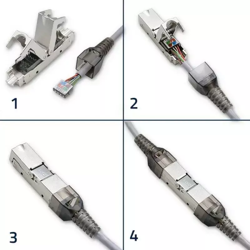 RJ45 toolless kištukas QOLTEC 54540 CAT6 STP ekranuotiems Ethernet kabeliams