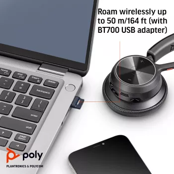 HP Poly Voyager 4320 USB-C ausinės +BT700 adapteris, belaidės, biuro/skambučių centro, ausinės, juodos