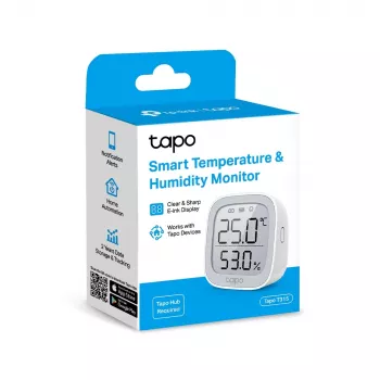 TP-Link Tapo Smart Temperature & Humidity Monitor, patalpų, temperatūros ir drėgmės jutiklis, pastatomas, belaidis, -20–60 °C, 0–99 %