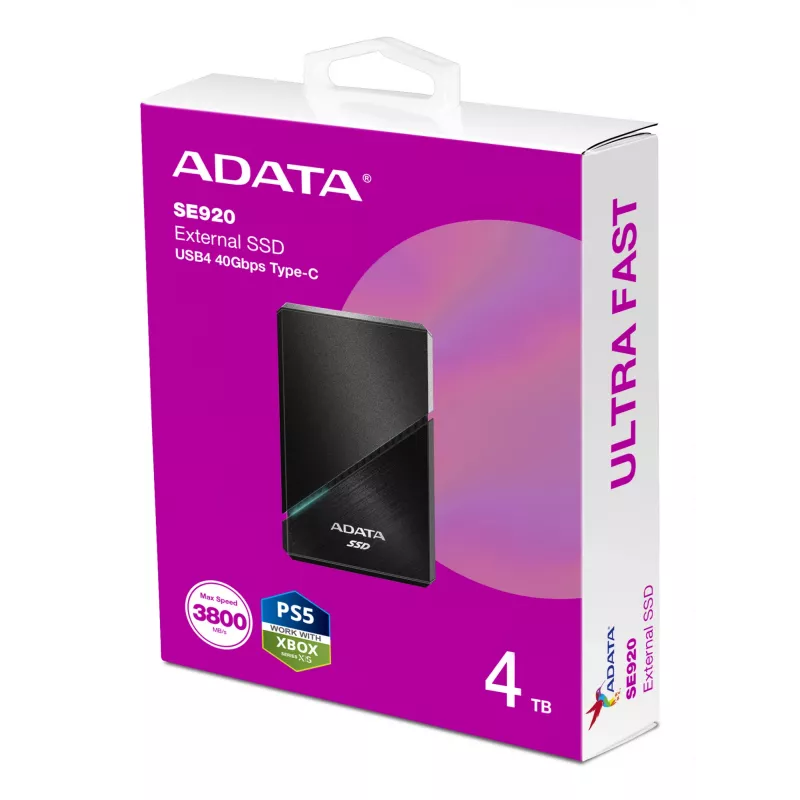 ADATA SE920 Thunderbolt technologija 4 TB USB Type-C USB4 Gen 3x2 Juoda
