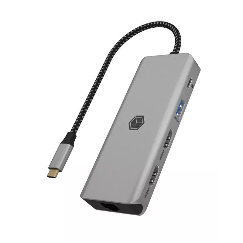 ICY BOX IB-DK4012-CPD laidinis USB 3.2 Gen 1 (3.1 Gen 1) Type-C antracito, juoda