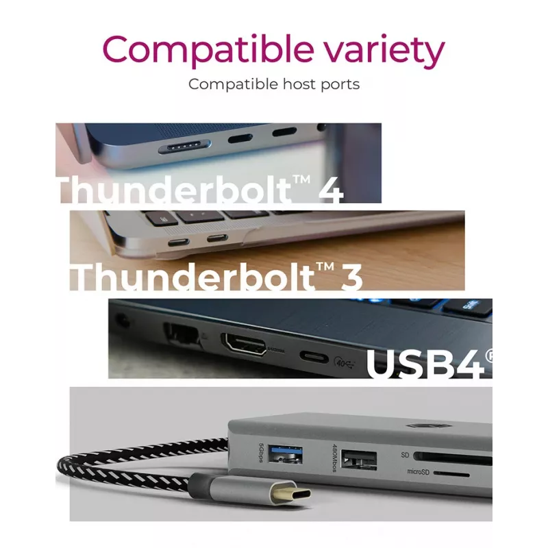 ICY BOX IB-DK4012-CPD laidinis USB 3.2 Gen 1 (3.1 Gen 1) Type-C antracito, juoda