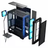PC korpusas MODECOM Horizon ARGB FLOW MIDI Juoda — E-ATX palaikymas, grūdintas stiklas, ARGB, USB-C, maks. GPU 400 mm