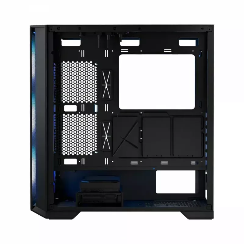 PC korpusas MODECOM Horizon ARGB FLOW MIDI Juoda — E-ATX palaikymas, grūdintas stiklas, ARGB, USB-C, maks. GPU 400 mm