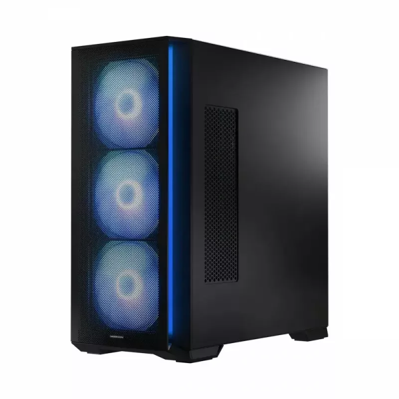 PC korpusas MODECOM Horizon ARGB FLOW MIDI Juoda — E-ATX palaikymas, grūdintas stiklas, ARGB, USB-C, maks. GPU 400 mm
