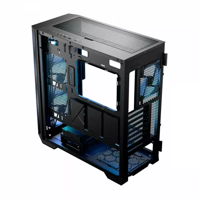 PC korpusas MODECOM Horizon ARGB FLOW MIDI Juoda — E-ATX palaikymas, grūdintas stiklas, ARGB, USB-C, maks. GPU 400 mm