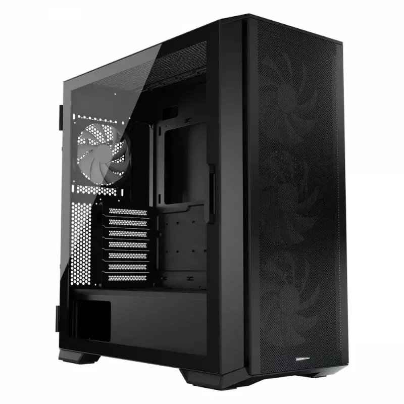 PC korpusas MODECOM Horizon ARGB FLOW MIDI Juoda — E-ATX palaikymas, grūdintas stiklas, ARGB, USB-C, maks. GPU 400 mm