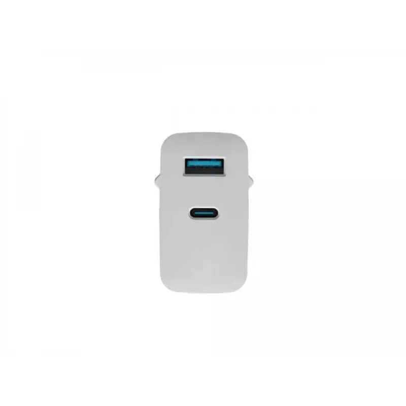 NATEC laidinis kintamosios srovės mobiliųjų įrenginių įkroviklis NUC-2142, USB-C PD 3.0 + USB-A, 5–20 V iki 3 A, 45 W, baltas