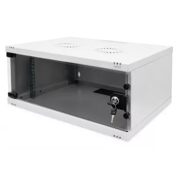 DIGITUS 4U sieninis montavimo spintelė - SOHO nesumontuota 241x540x400mm pilka su viso stiklo priekinėmis durimis