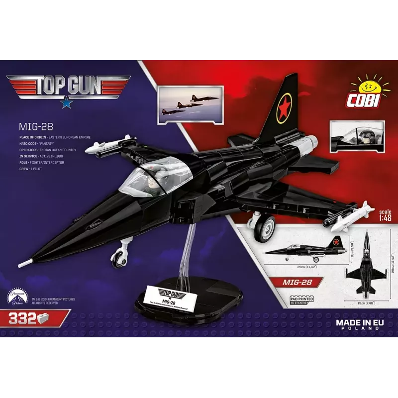 Konstruktoriaus rinkinys Cobi Top Gun MiG-28 5859 1:48 mastelio modelio rinkinys, kolekcinis kaladėlių rinkinys