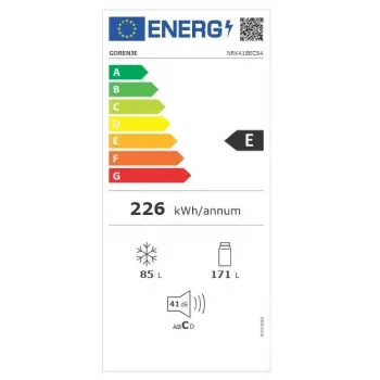 Laisvai stovintis šaldytuvas-šaldiklis Gorenje NRK 418 ECS4 — 256 L bendras, šaldytuvas 171 L No Frost, šaldiklis 85 L, 41 dB, energijos klasė E