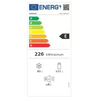 Laisvai pastatomas šaldytuvas Gorenje NRK418ECW4 — 256 L bendroji talpa, 171 L šaldytuvo, 85 L šaldiklio, No Frost, Multi-Airflow, baltas
