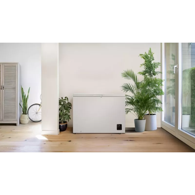 Krūtininis šaldiklis Gorenje FH30EAW — 297 L naudingoji talpa, energijos klasė E, laisvai pastatomas, ekranas, baltas
