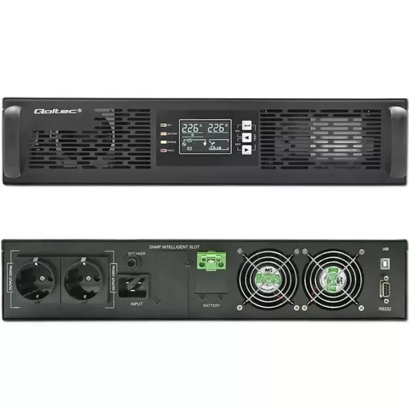 Stovo UPS QOLTEC 52286 2 kVA (2000 W) galios koeficientas 1.0, montuojamas stove