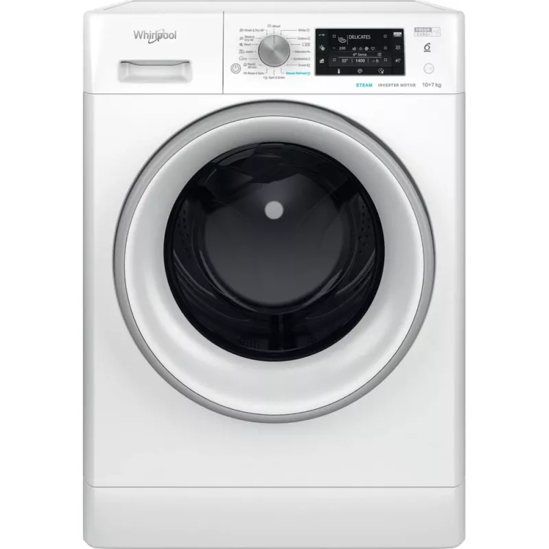 Whirlpool FFWDD 1076258 SV EE skalbimo-džiovinimo mašina Laisvai pastatoma Priekinio pakrovimo Balta