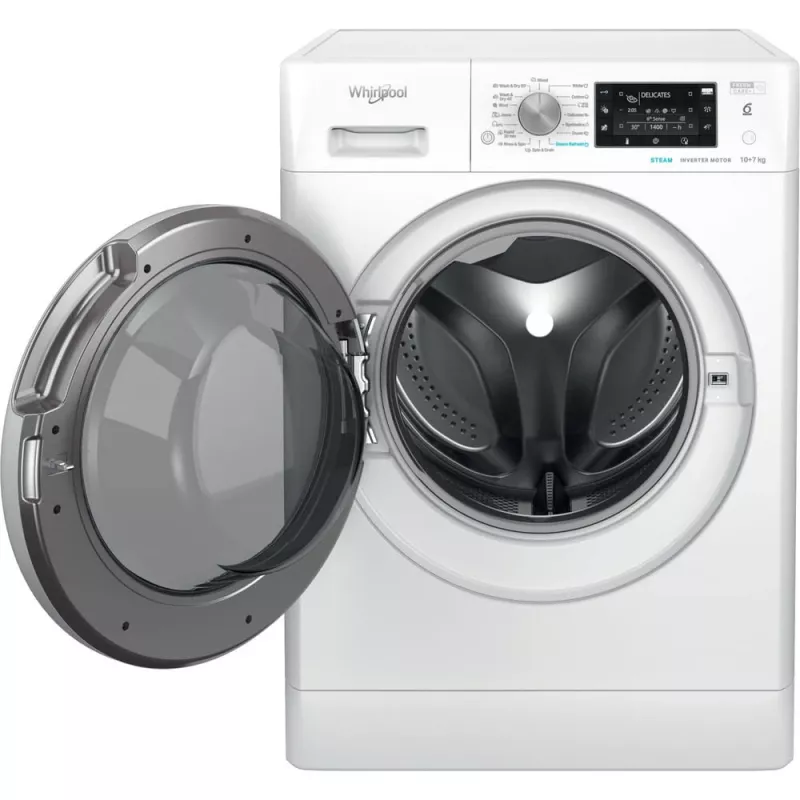 Whirlpool FFWDD 1076258 SV EE skalbimo-džiovinimo mašina Laisvai pastatoma Priekinio pakrovimo Balta