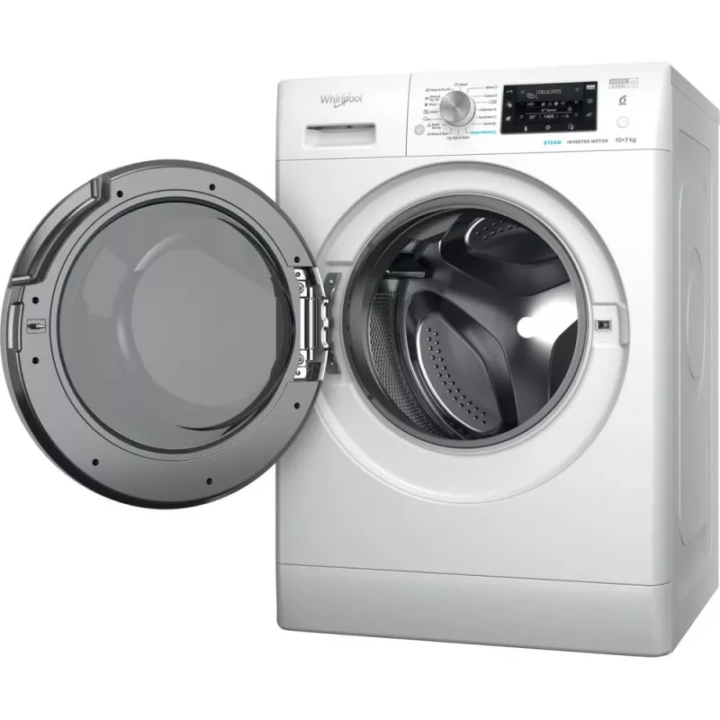 Whirlpool FFWDD 1076258 SV EE skalbimo-džiovinimo mašina Laisvai pastatoma Priekinio pakrovimo Balta