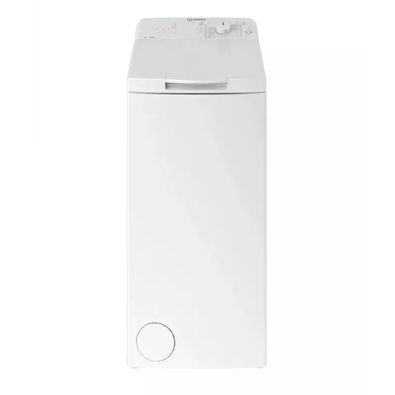 Skalbimo mašina su viršutiniu įkrovimu Indesit BTW L60400 EE/N — 6 kg, 1000 aps./min., 400×600×900 mm, balta