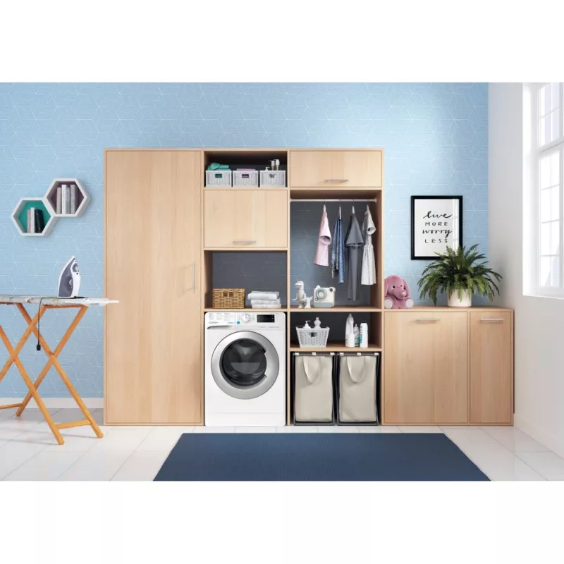 Skalbimo-džiovinimo mašina Indesit BDE 86436 WSV EE — 6 kg, 1400 aps./min., balta, 595×540×850 mm