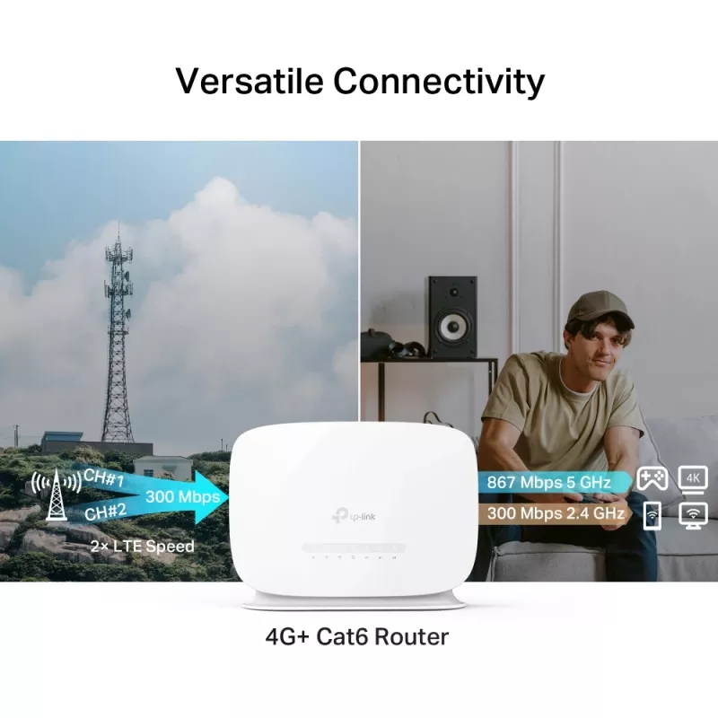 TP-Link Archer 4G+ Cat6 AC1200 belaidis dviejų dažnių gigabitinis maršrutizatorius