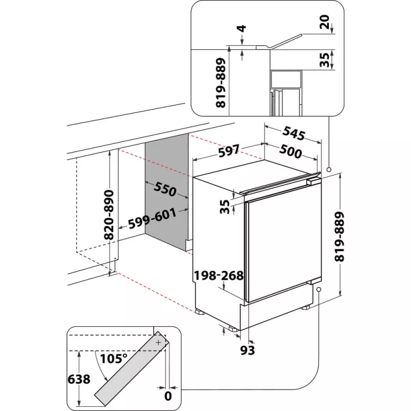 Whirlpool WBUL021 šaldytuvas įmontuojamas 144 l baltas