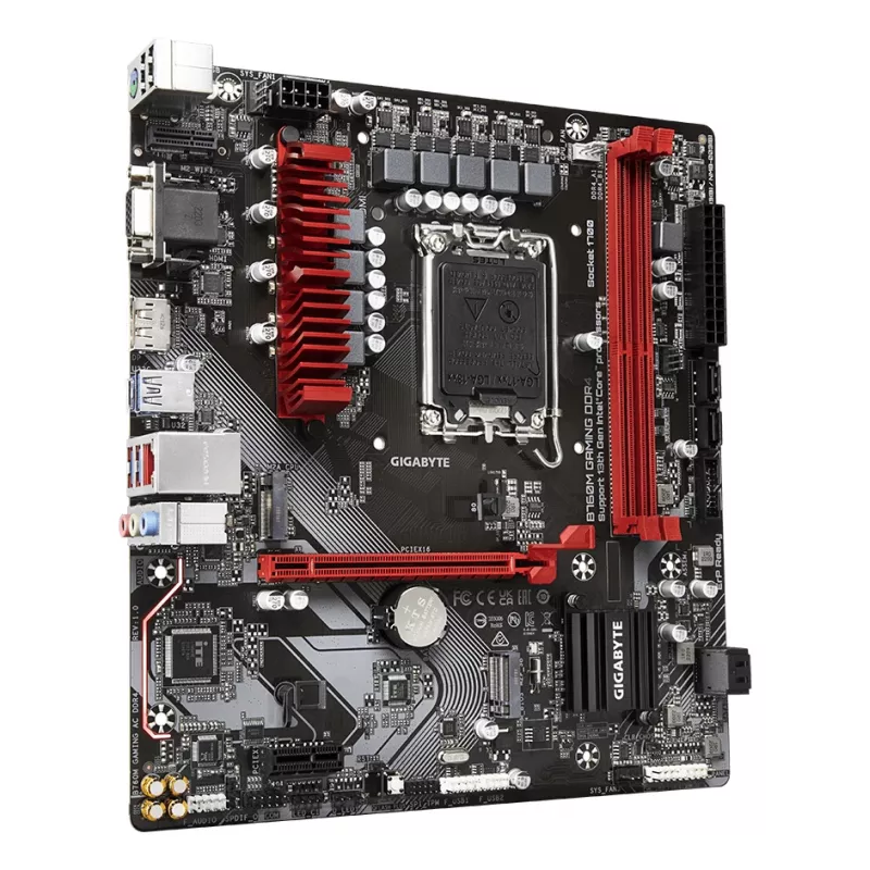 GIGABYTE B760M GAMING DDR4 pagrindinė plokštė – palaiko Intel Core 14 kartos procesorius, 6+2+1 fazių skaitmeninis VRM, iki 5333 MHz DDR4 (OC), 2xPCIe 4.0 M.2, 2,5 GbE LAN, USB 3.2 Gen1