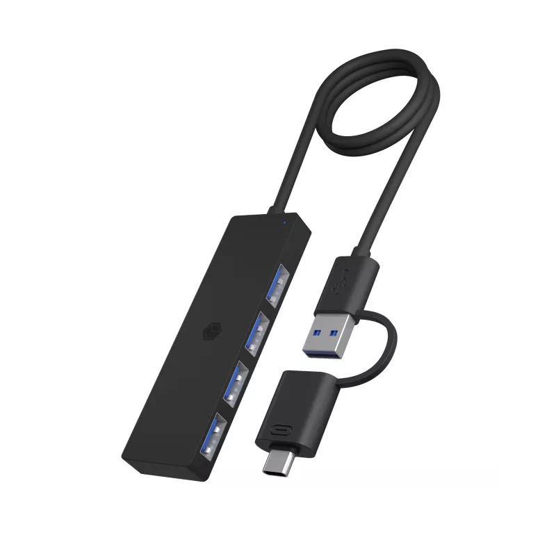 ICY BOX IB-HUB1424-C3 USB 3.2 Gen 1 (3.1 Gen 1) Type-A + Type-C 5000 Mbit/s juodas