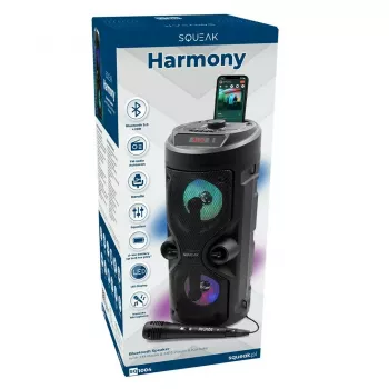 Nešiojamas stereo garsiakalbis SQUEAK SQ1004 Harmony BT 5.0, 40W RMS, Bluetooth 5.0, FM, LED, 8h baterija, Juoda