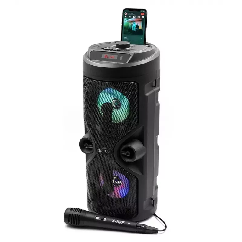 Nešiojamas stereo garsiakalbis SQUEAK SQ1004 Harmony BT 5.0, 40W RMS, Bluetooth 5.0, FM, LED, 8h baterija, Juoda