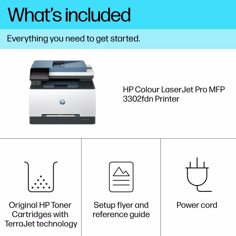 HP Color LaserJet Pro MFP 3302fdn, lazerinis, spalvotas spausdinimas, 600 x 600 DPI, A4, tiesioginis spausdinimas, mėlyna