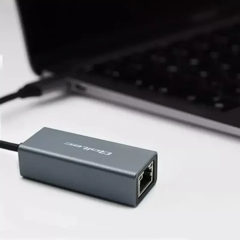 Qoltec 50352 RJ-45 sąsajos kortelė USB Type-C moteriška Pilka