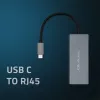 Qoltec 50352 RJ-45 sąsajos kortelė USB Type-C moteriška Pilka