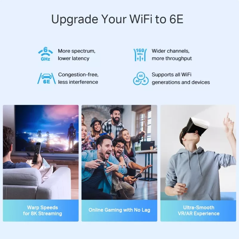 TP-Link AXE5400 viso namo tinklinio „Wi-Fi 6E“ sistemos (trijų juostų), balta DECO XE75 PRO (3 VIENETŲ RINKINYS)